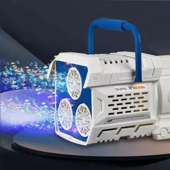60-Hole Bubble Gun with Lights: Rotating Bubble Storm